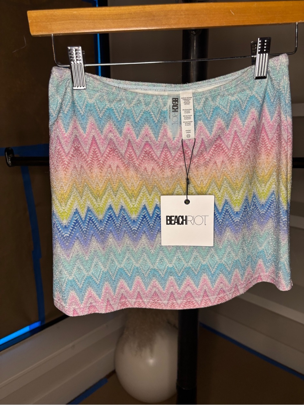 Beach Riot Ezra Skirt Sunset Chevron Pastel Knit Mini Skirt